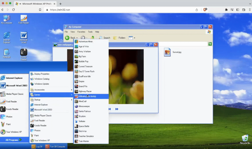 Desenvolvedor recria Windows XP no navegador com jogos clássicos e sistema de arquivos 2 Desenvolvedor recria Windows XP no navegador com jogos clássicos e sistema de arquivos - Imagem do artigo original